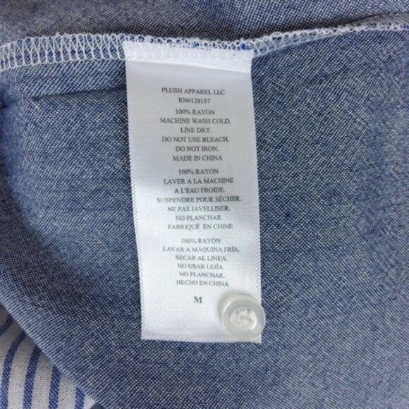 Plush Soft Striped Boyfriend Nightshirt Blue Medium - Picture 5 of 6